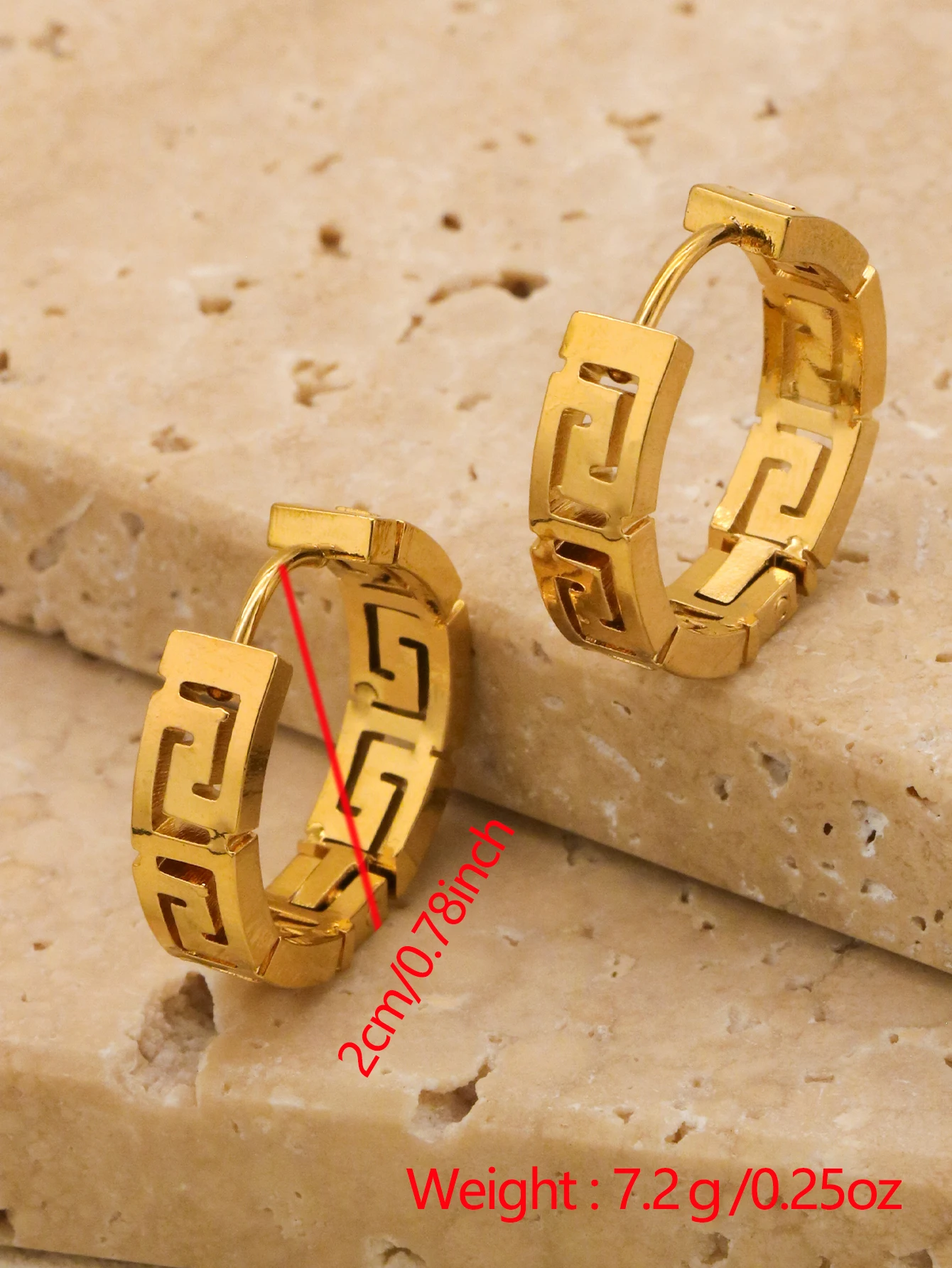 1pair/2pcs New High-End Design Gold Color Stainless Steel 18k Gold Color Roman Digital Hollowed Out Women\'s Mini Earrings