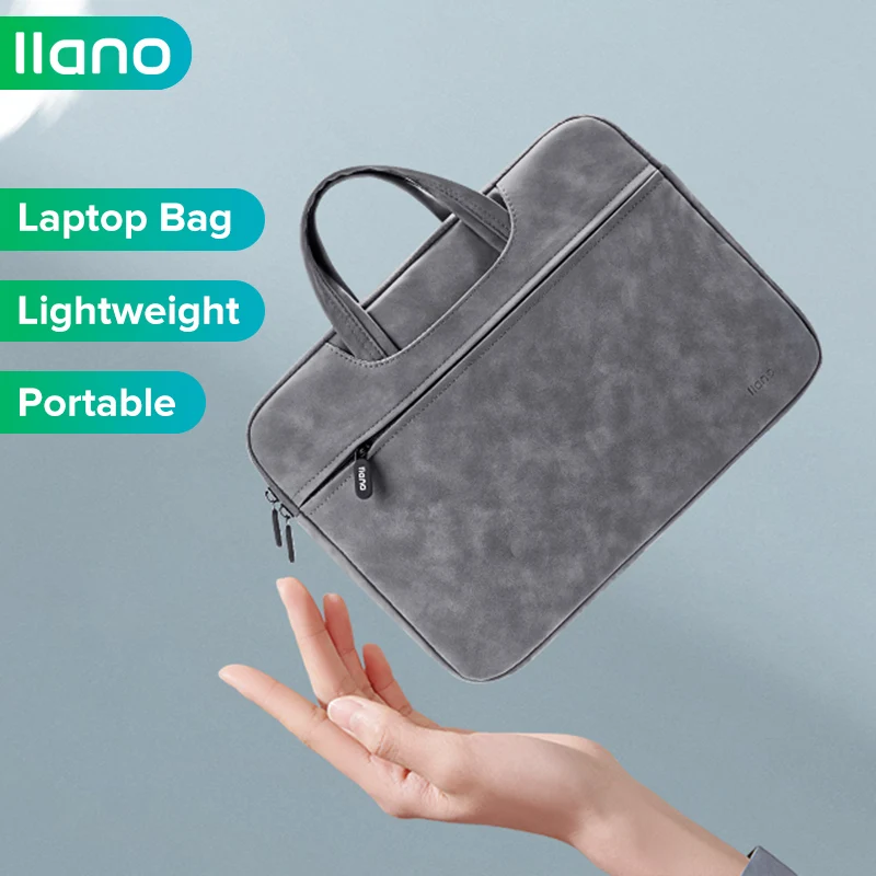 llano Portable Laptop Bag Handbag Sheepskin PU Protective Cover for 13.3 / 14 / 15.4 / 15.6 inch Computer Storage Bag Notebook C