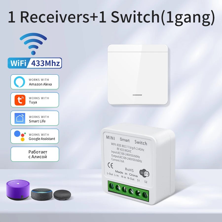 Tuya Smart WiFi Schalter Für Beleuchtung RF 433MHz Drahtlose Schalter Smart Leben APP Voice Control Arbeit Mit Alexa Google hause Alice