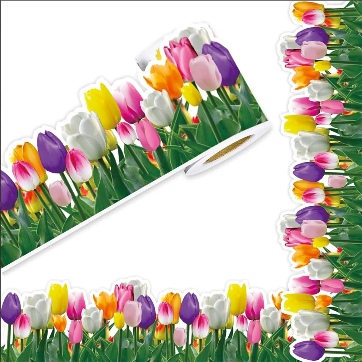 DIGITALBUY 1 Roll Tulip Flower Trim Border 65.6ft Floral Bulletin Border for School Classroom Blackboard Chalkboard Deco