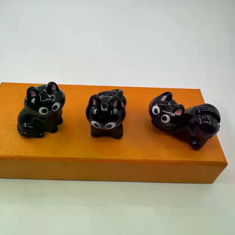 1/6 قطعة لطيف هريرة سطح المكتب غرفة ديكور تمثال مصغر الكرتون القط الأسود المشهد الصغير الراتنج الحلي للديكور المنزل