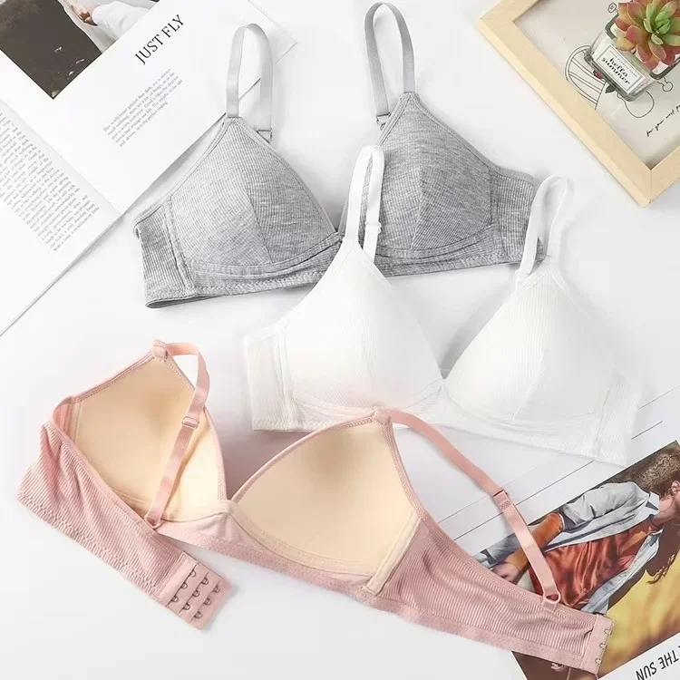 Teen Girls Training Bra Wireless Detachable Shoulder Strap Bralette Soft Comfort Solid Color Developmental Underwear