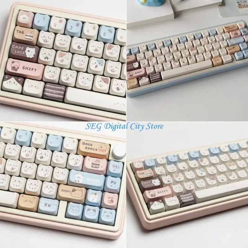 

U75B 140Keys Cartoon Sea Salt Catten Keycaps Мао