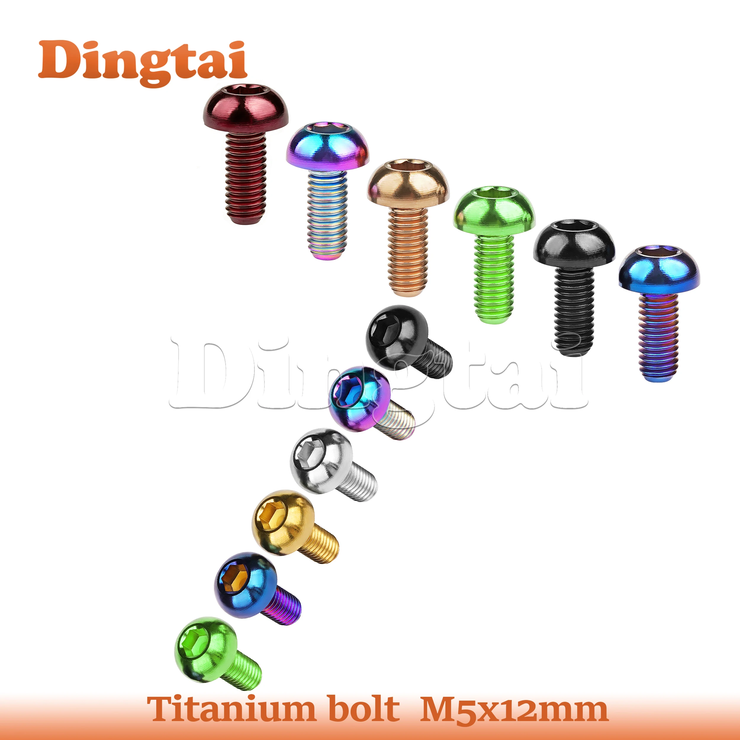 Dingtai Titanium Bolt M5x12mm  Hexagon Bolt Semicircle Bicycle Head Cage Kettle Screw