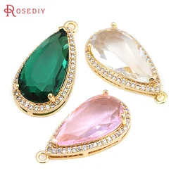 4PCS 18K Gold Color Brass and Zircon Drop Charms Pendants High Quality Jewelry Making Necklace Earrings Accessories for Women