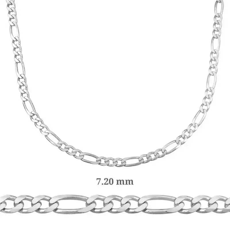 7.20mm Silver Figaro Chain-200 micron