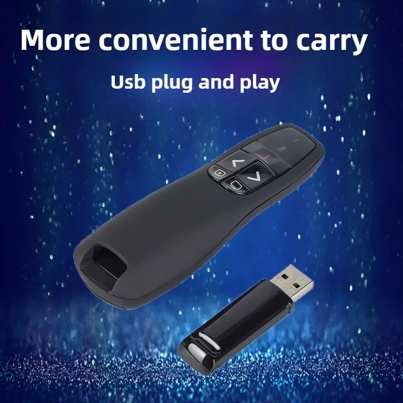 جهاز عرض تقديمي لاسلكي USB مع مؤشر ليزر أحمر لصفحة التحكم في شرائح PowerPoint حتى أسفل جهاز التحكم عن بعد للمعلمين