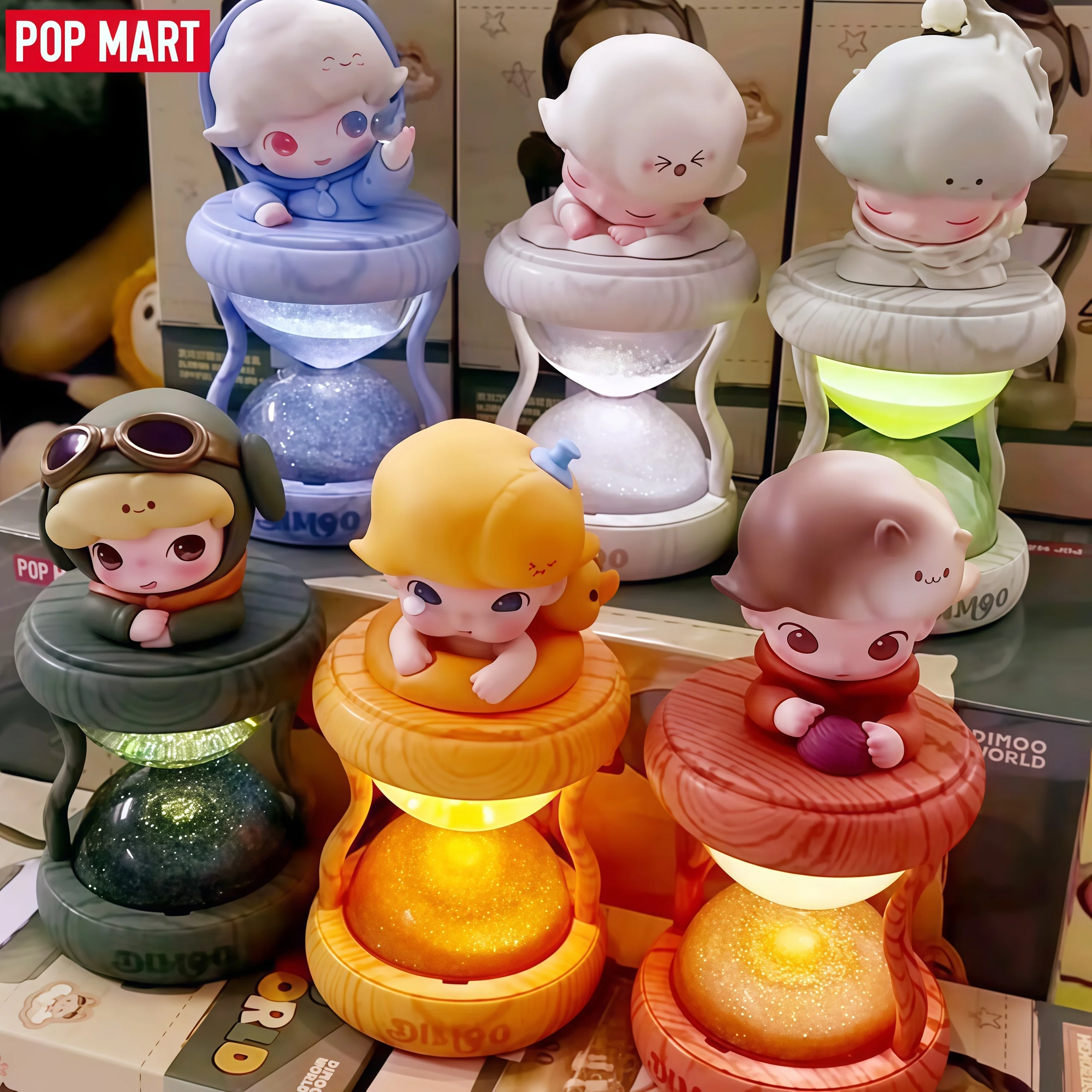 

Оригинальный POPMART Dimoo Memories World Series: Светящийся хрустальный шар-песочные часы, коллекционная фигурка в закрытой упаковке, праздничное украшение, подарок-сюрприз