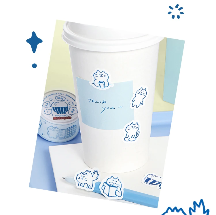 Niedliches Cartoon-Katzen-Washi-Tape im koreanischen Design, Matsugoda-Papierband für Schreibwaren, Büro, DIY-Bastelarbeiten und Dekoration – Detail 6