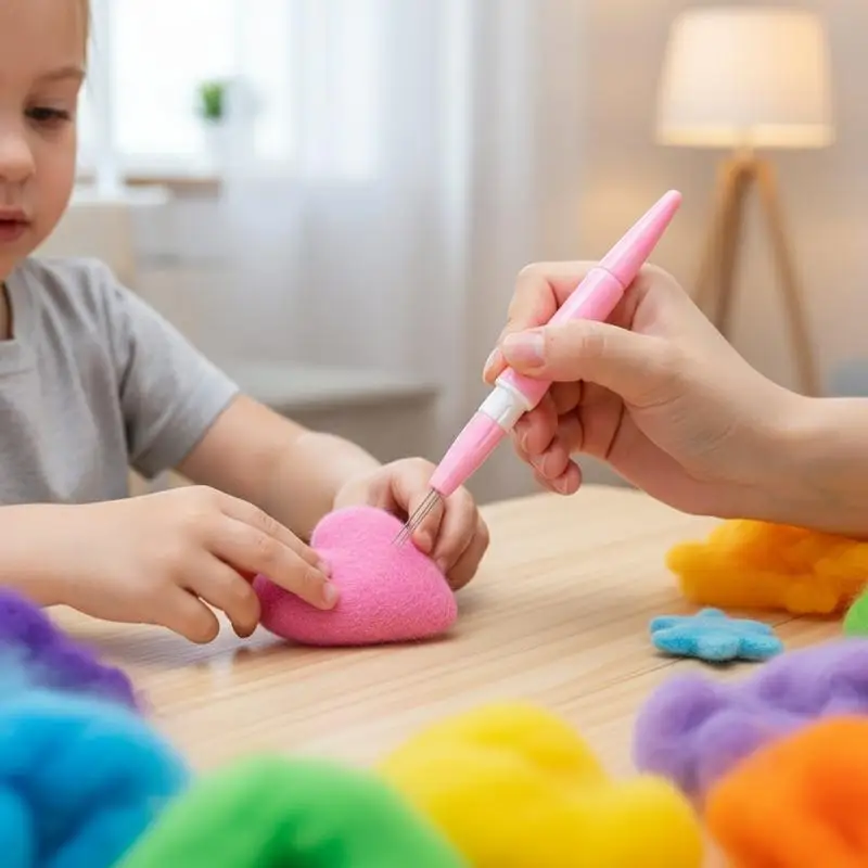 DIY Wool Felt Tool Needle Pen with 7 Replacement Needles for Artistic Felting Craft Easy Use at Home Studio
