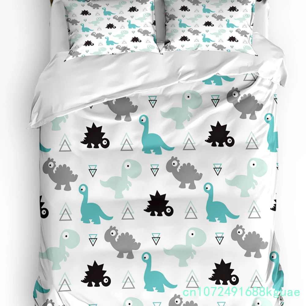 3pcs Bedding Set Dinosaur Cartoon Black And White Home Textile Duvet Cover Pillow Case Boy Kid Teen Girl Bedding Covers Set 4
