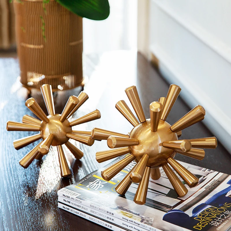 Luxtry 16 см Золотая фигурка ежа в виде шара, современные металлические шары, украшения, свадебный рождественский подарок, аксессуары для украшения дома