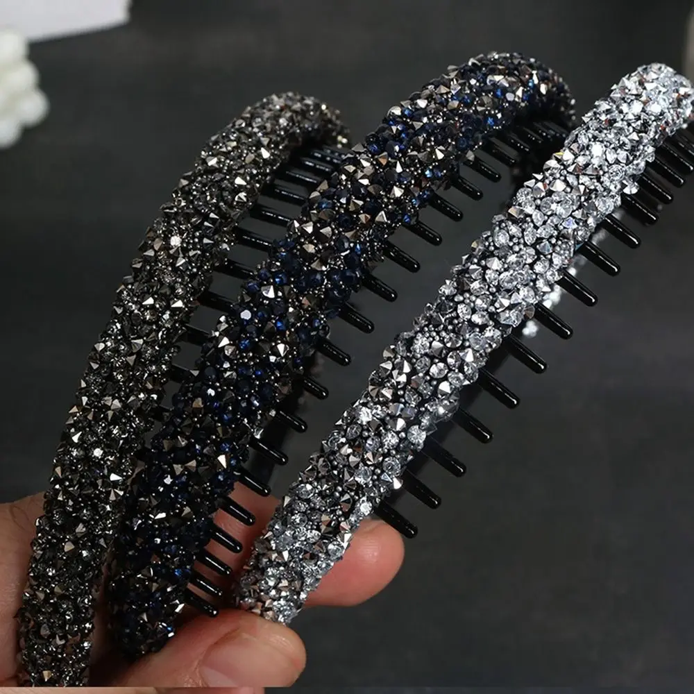 with Toothed Rhinestone Headband Vintage Face Wash Make Up Hairband Plastic Korean Style Diamond Hair Hoop Non-slip