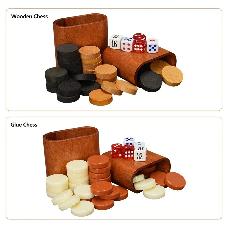 Inlaid Backgammon Western Land War Chess Set Classic Strategy Board Game With Acrylic Wooden Playing Pieces Dice Cups 11-17 Inch