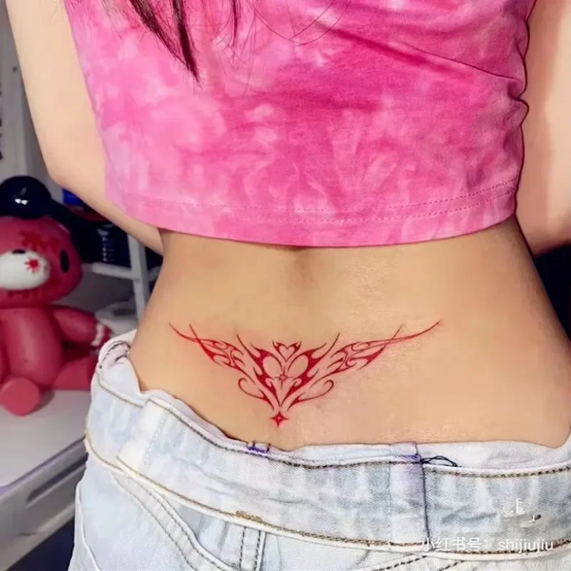 Sexy Totem Stickers for Women Waterproof Pink Tattoo Covering Scars Abdomen Temporary Tattoo Stickers Lasting Art Fake Tattoo