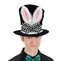 1pc, Magical Rabbit Hat for Easter Tea Parties - White Lattice Bow andBunny Ears - Perfect Fairy Tale Favors and Party Decor