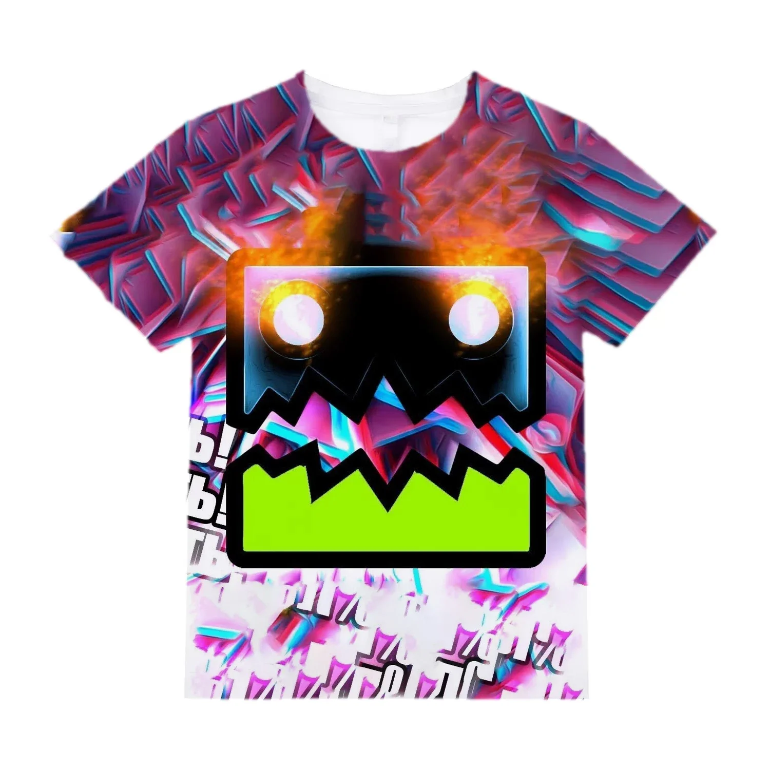 

Одежда для мальчиков, детская футболка с короткими рукавами и круглым вырезом для девочек, детский топ с 3D-геометрией Dash Games, детский топ для подростков