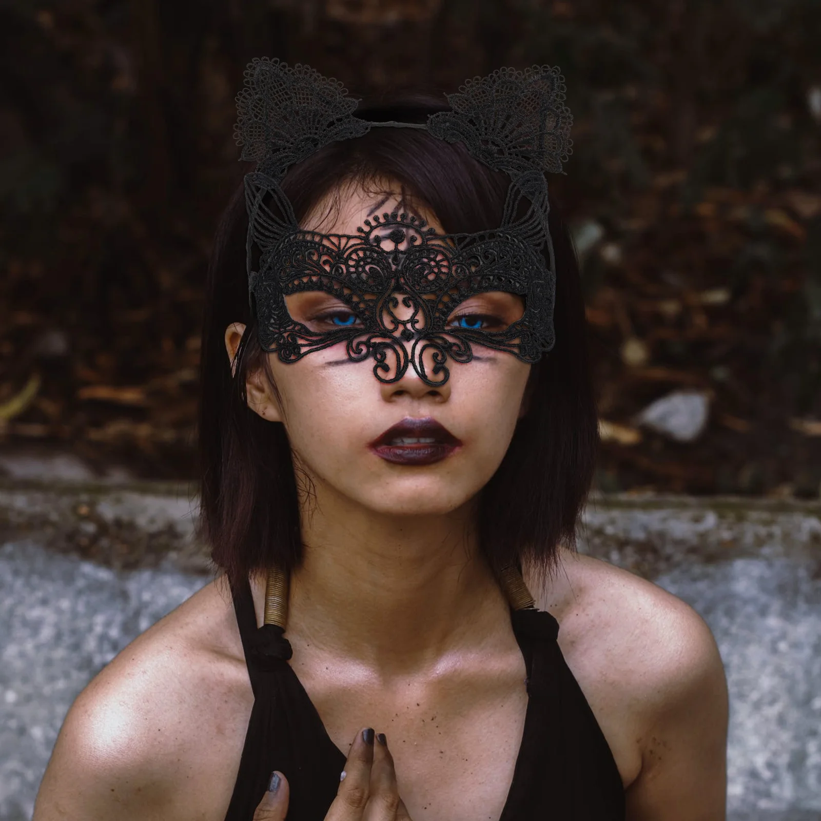 

1set 1Set Lace Hair Hoop Kit Black Lightweight Headdress For Women Cosplay Party Masquerade Carnival Fancy Dress Decor