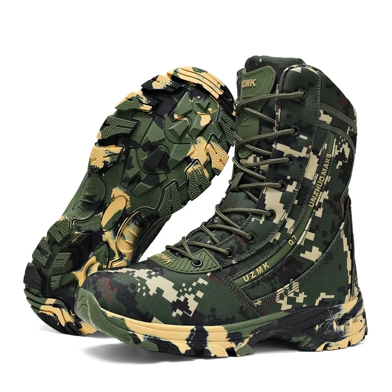 Men's training boots four seasons new anti-slip breathable high top outdoor field hiking Professional Battlefield tactical boots