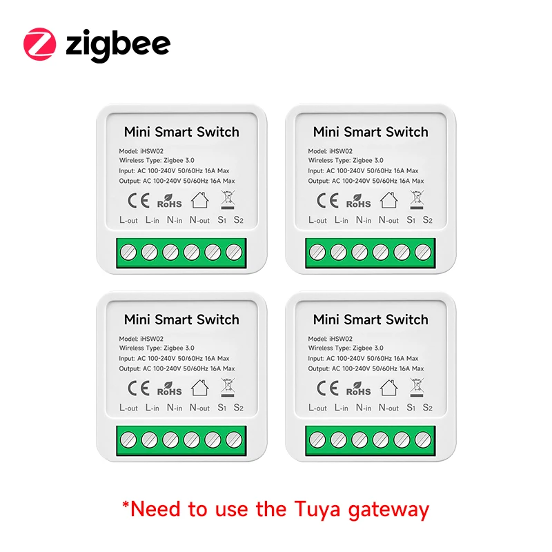 Tuya Zigbee 3.0 Smart Switch Module 16A Mini DIY 2-weg schakelrelais APP afstandsbediening spraakbesturing werkt met Alexa Google