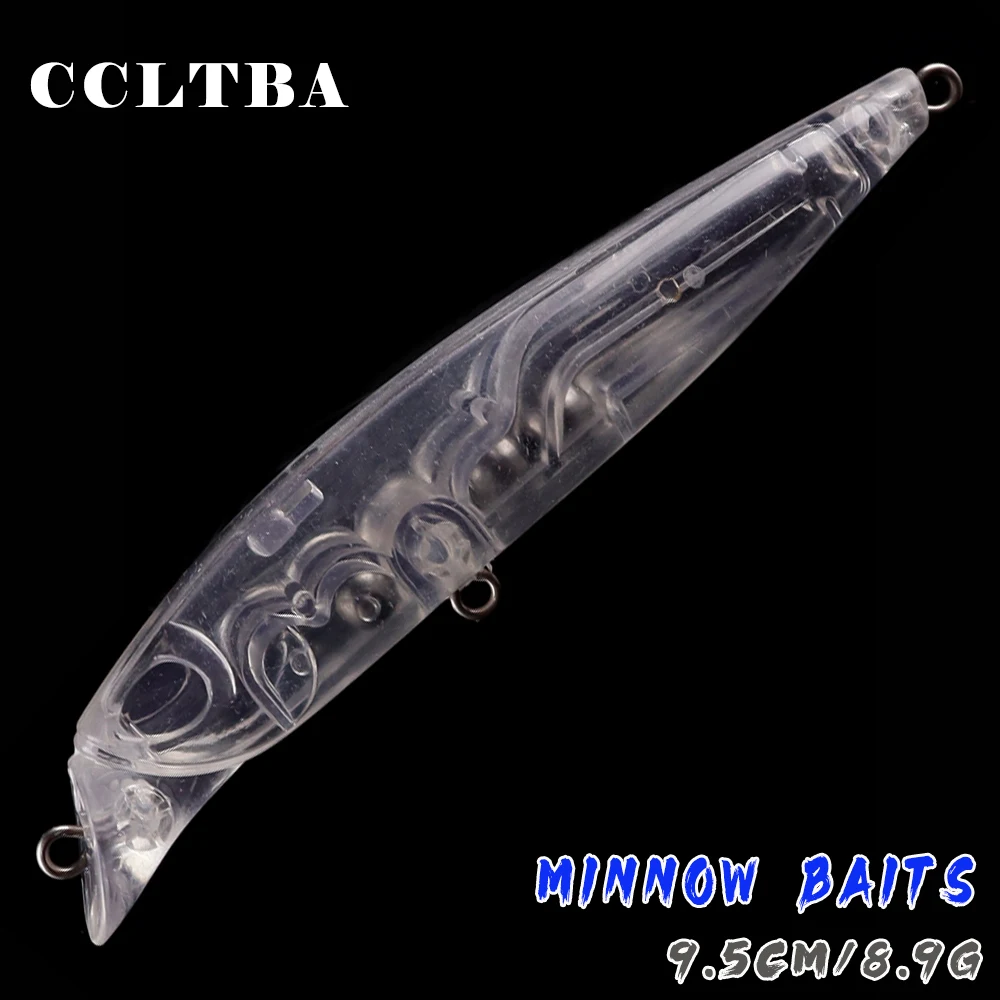 CCLTBA 10pcs/lot Shallow-diving Unpainted Minnow Bait Blanks 9.5cm 8.9g Rattling Hard Baits Wobble Lures foe Fishing DIY Tackle