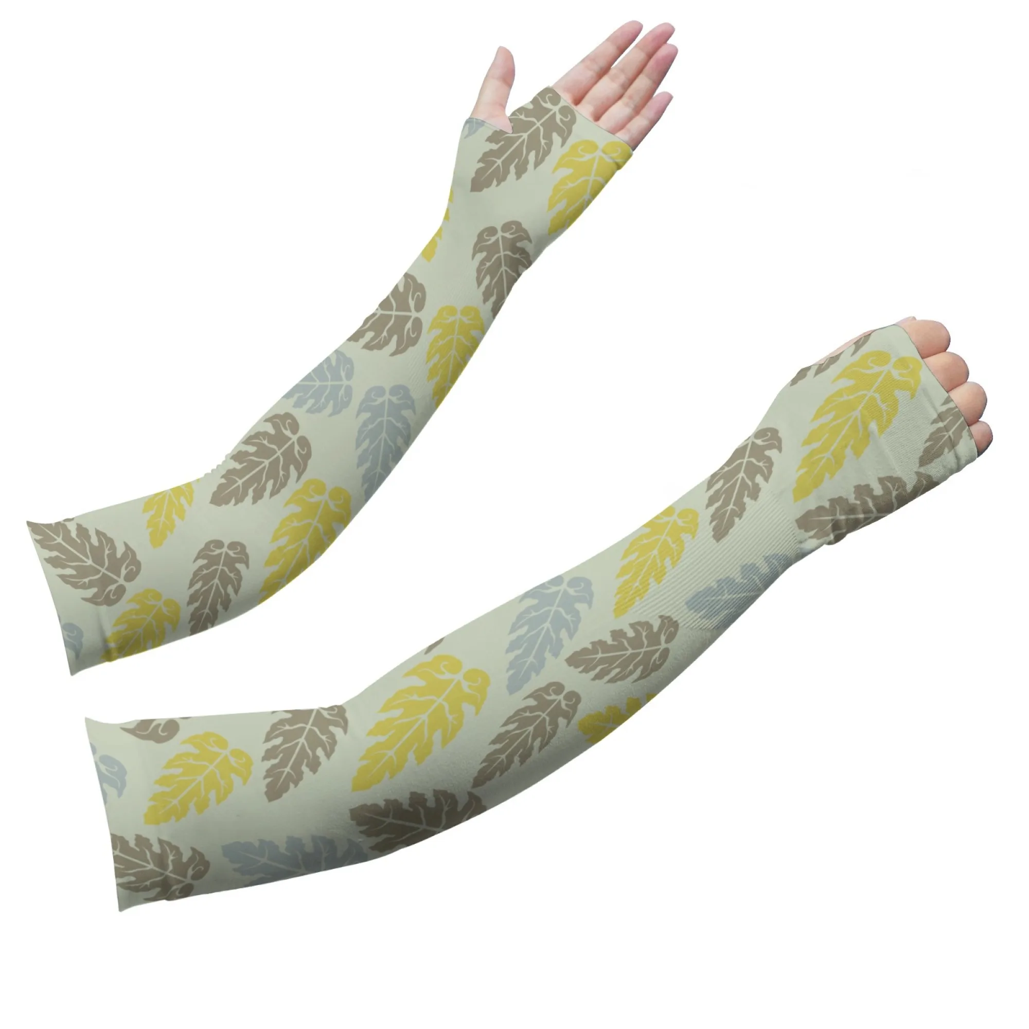 Tropical Leaf Print Fashion Arm Sleeves Unisex Breathable and Comfortable Outdoor Sports Cycling Driving Fishing and Gardening