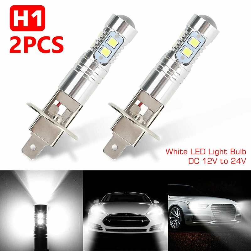 2PCS H1 LED Headlight Fog Driving Light Bulbs 6000K Super White 100W Headlight Beam Fog Driving Light Bulbs