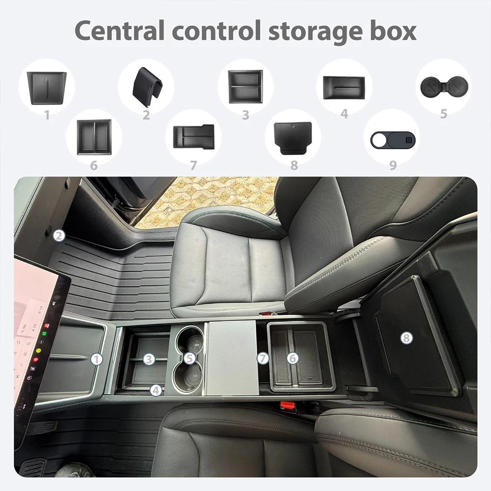 For Tesla Model Y Juniper Accessories Storage Box Set Trunk Seat Console Armrest Storage Box for Tesla Model Y Juniper 2026 2025