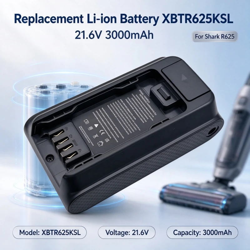 Replacement Li-ion Battery XBTR625KSL for Shark R625 Vacuum Cleaner, 21.6V 3000mAh Rechargeable Battery