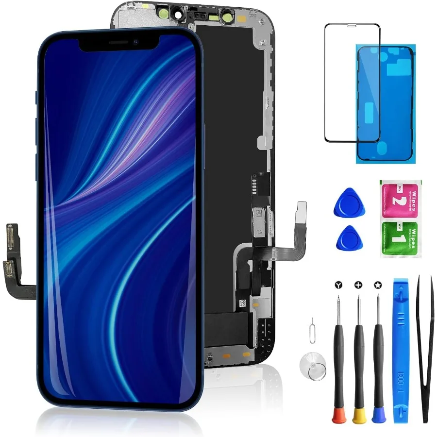 

for iPhone 12 12 pro Screen Replacement Kit Black 6.1 Inch 3D Touch Digitizer Display LCD Screen Replacement Glass with Repair