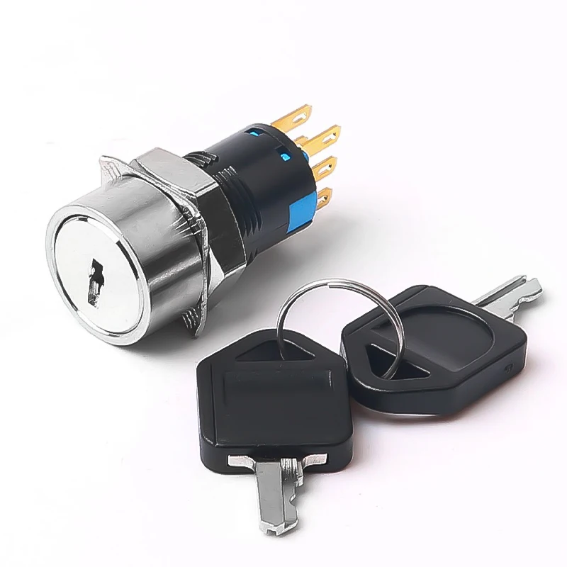 16mm Stainless Steel with key Metal Rotary Push Button Switch 2/3 Positions 3/6 Pin Self-locking Self-reset Switch