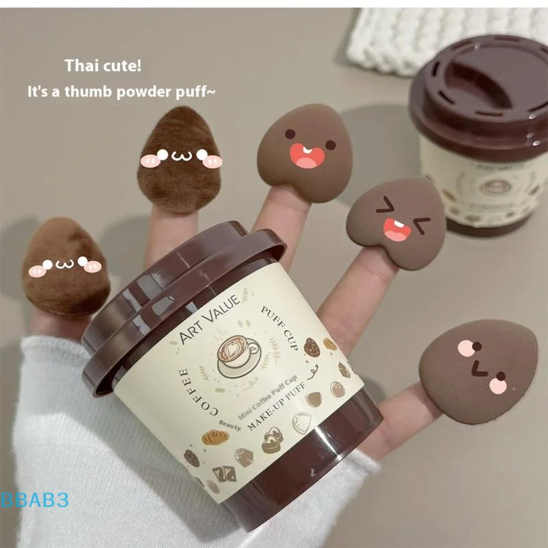 Set di 5 soffio per trucco morbido e carino con scatola di immagazzinaggio Accessorio per strumenti per trucco per fondotinta combinato asciutto e bagnato