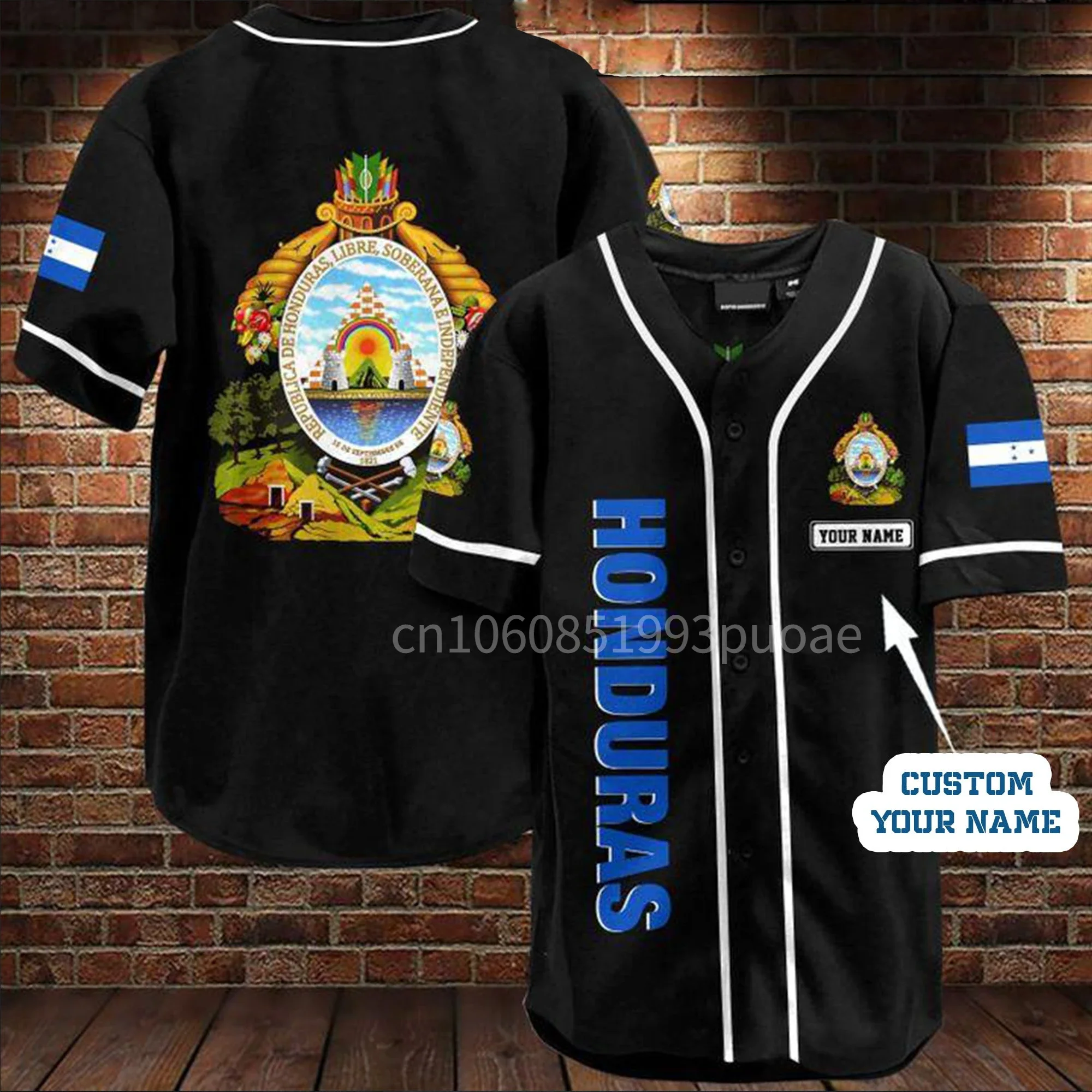 Honduras Half & Half Customize Your Name Baseball Jersey Shirt Baseball Shirt 3D Printed Men's Shirt Casual Shirts hip hop Tops