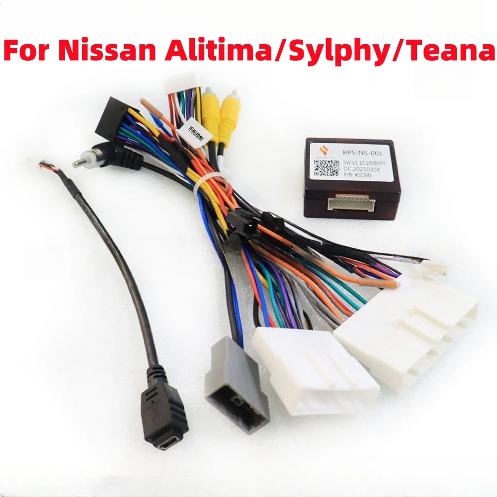Decodificador de caja Canbus Simple RP5-NS-001 para Nissan Alitima/Teana/Sylphy Android 2 Din Radio de coche arnés de cableado de 16 pines Cable de alimentación