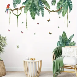 Watercolor Leaf Butterfly Bird Plant Wall Stickers for  Living Room Decor Children Kids Room Bedroom Decoration Wall Decals