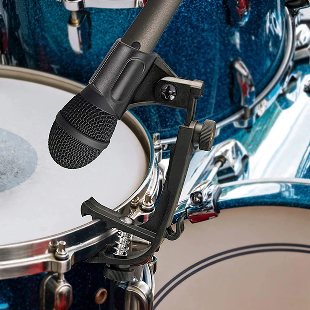 

2Pcs Microphone Drum Clip Mount Compact Portable Lightweight Durable Reusable Height Adjustable Inclination Close Recording Mic