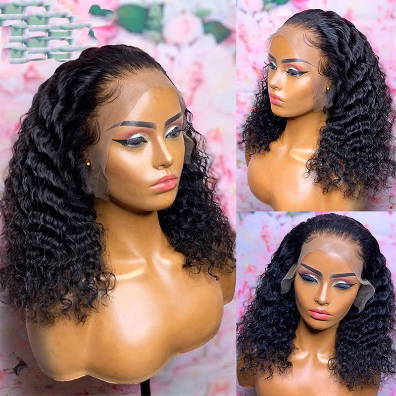 Front lace , African small curl synthetic , heat-resistant black wig