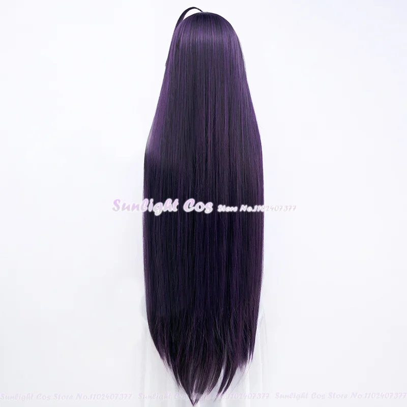 Peruca albedo cosplay para mulheres, peruca anime, resistente ao calor, cabelo sintético, longo, roxo escuro, boné, 100cm