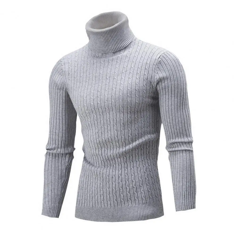 

Men Sweater Top Solid Color Long Sleeve High Neck Basic Sweater Top Winter Clothing