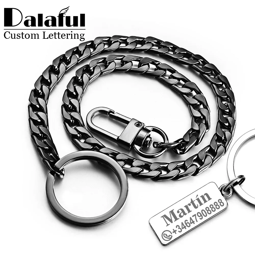 40cm Keychain Personalized Customized Name Logo Anti-lost Metal Wallet Belt Chain Keyring Key Chains Ring Holder For Car Gift