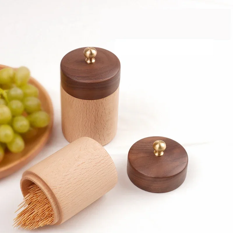 HeMu Solid wood toothpick box for home high-end creative high-end cotton swab box convenient toothpick box
