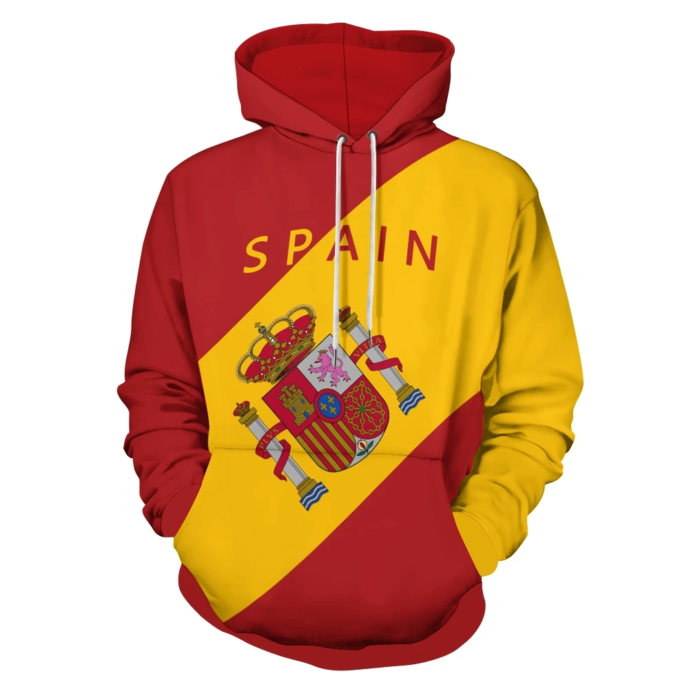 Spain Men's Hoodie Spanish Flag Football Sportswear Soccer Sweatshirt Casual Long Sleeve Pullover Fashion National Team Fan Gear