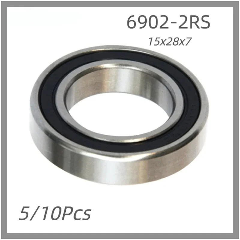 5/10PCS 6902‑2RS Deep Groove Ball Bearing 15x28x7mm ABEC‑5 High Precision Rubber Sealed Bearings