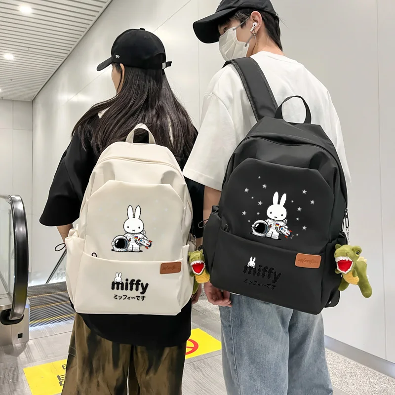 

Miffy Backpack Cartoon Astronaut Miffy Rabbit Student Backpack Kawaii Girls' Computer Commuting Travel Bag with Large Capacity