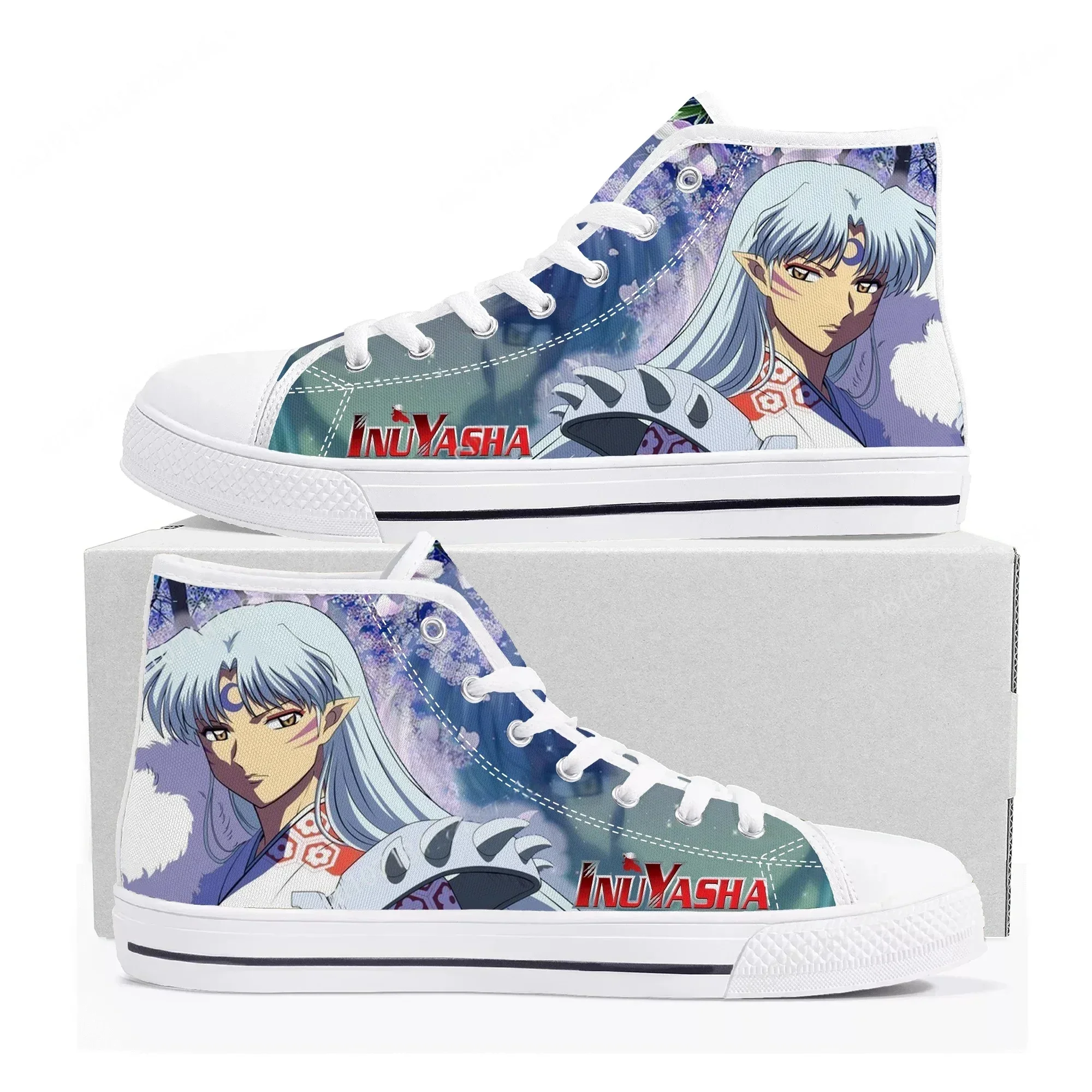 Sesshoumaru High Top Sneakers Mens Womens Inuyasha High Quality Canvas Sneaker Comics Manga Couple Customized Shoes