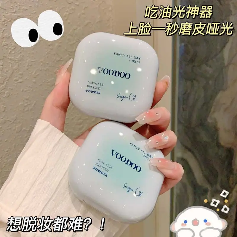 Pó para mulheres de dupla utilização, óleo úmido e seco, controle de maquiagem, à prova d'água, sem manchas, não agarrando, oculta os poros, toque acima