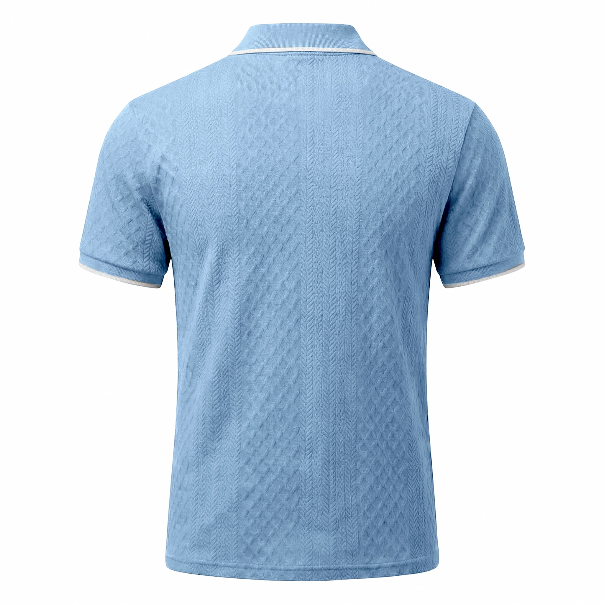 Sommer Herren Casual Business Kurzarm 9-Farben Jacquard 1/4 Reißverschluss Poloshirt | Strukturiertes Polo-Top mit Reißverschluss und kurzen Ärmeln – Detail 17