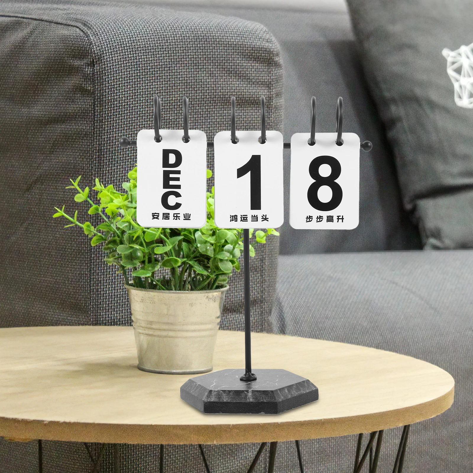

Reusable Flip Calendar White Gold Desk Calendar for Home Office Table Decor Elegant Visual Beautiful Design