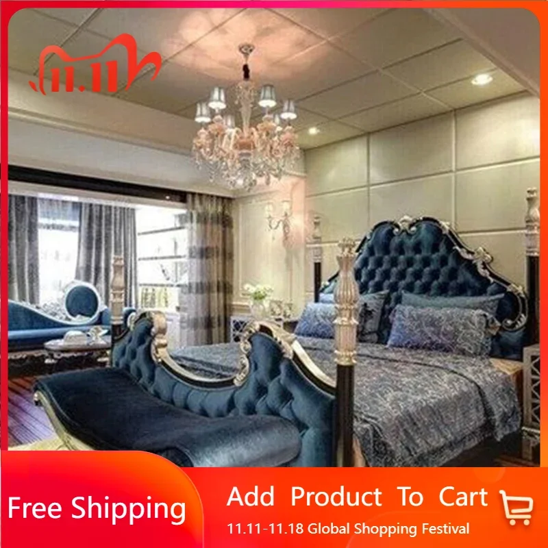 Master Villa Luxury Bed European Princess Leather Headboard King Size Bed Human Bedding Modern Muebles Para Dormitorio Furniture