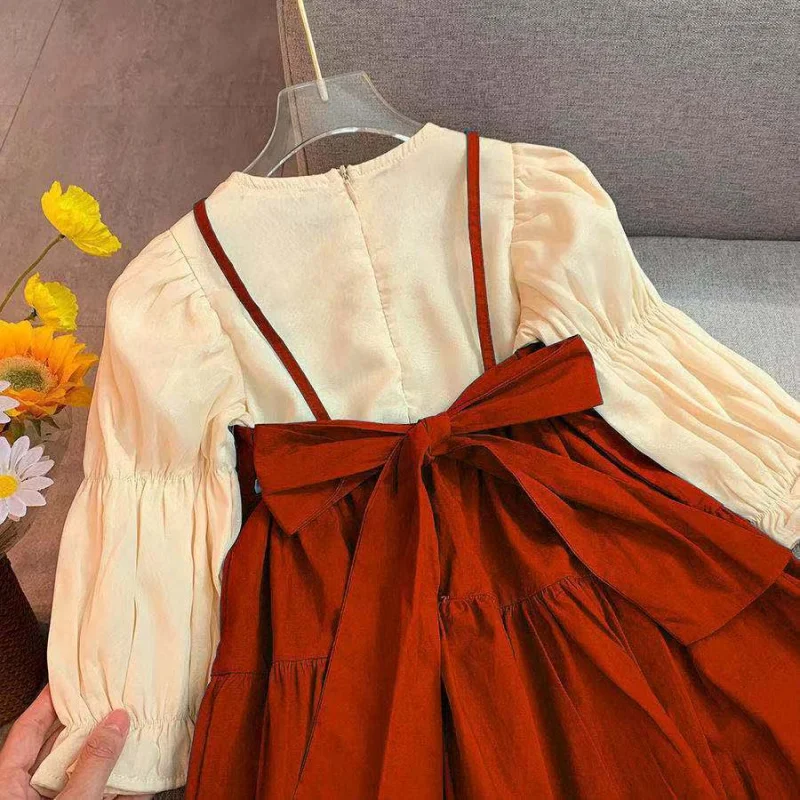 فستان بناتي خريفي جديد مكون من قطعتين فستان أميرة بأكمام طويلة للفتيات الصغيرات فستان خريفي 6203